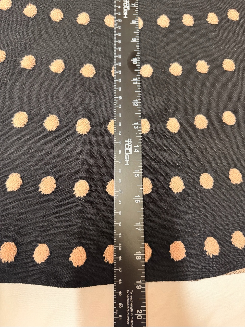 BCBG Maxazria Black Mini Skirt with Cream Polka Dot Preppy Skater Size Large - Picture 7 of 9